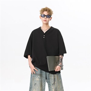 现货 夏新男高品质大码宽松短袖T恤V领打底衫 513 DT3536 P33，男装T恤，星座513