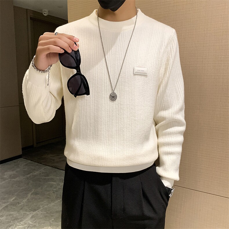 B216MY5154P702025秋冬装新款男士纯色圆领毛衣打底衫小伙风,男装针织衫/毛衣,电商B216（原B302）