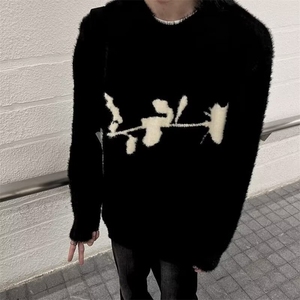 圆领毛衣针织衫男潮牌帅气秋冬季打底衫2025新款男士气质修身上衣图片