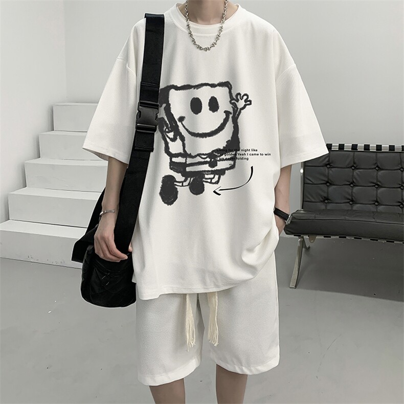华夫格套装运动短袖t恤套装休闲两件套一套 HZ84245-P44图片