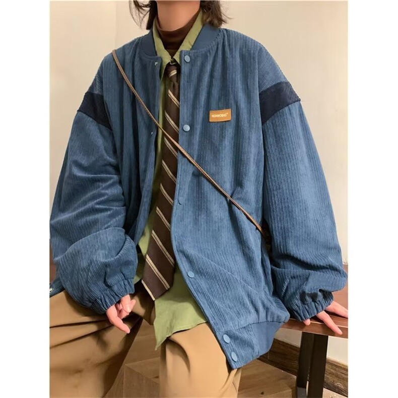 日系灯芯绒夹克男秋冬潮牌复古宽松百搭嘻哈痞帅外套W5461-P55,男装夹克,星座412-2