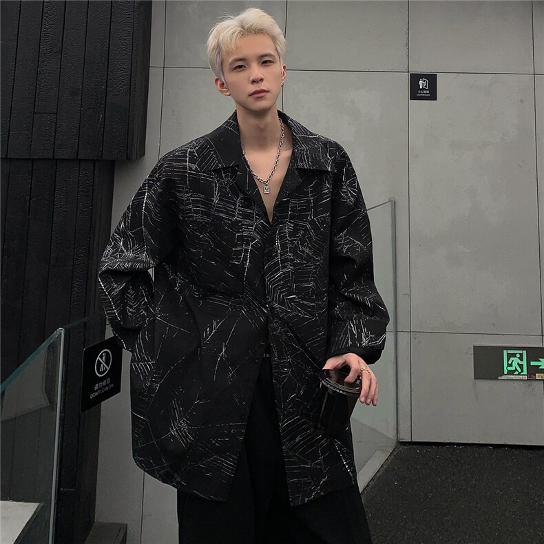 2024小众个性纹理衬衫男女高级感痞帅气质款长袖衬衣CS86-P58,男装衬衫,电商C307