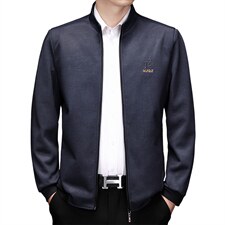 8006不断货爸爸装中老年男士立领常规夹克纯色商务休闲外套男，男装夹克，星座1108-3