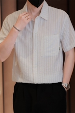 档口大货男士短袖衬衫高级感定制面料冰丝透气品质C317-C801-P55，男装衬衫，电商C317