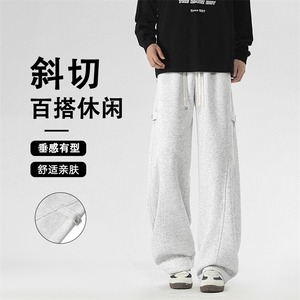 舒适有型垂顺拖地裤弯刀休闲卫裤小众绑带设计坠感舒适 X1600图片