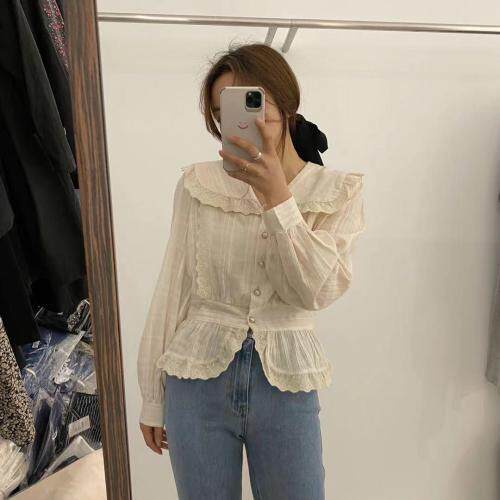 韩货珍珠扣衬衫-温柔气质的小姐姐，女装衬衫，LUCY