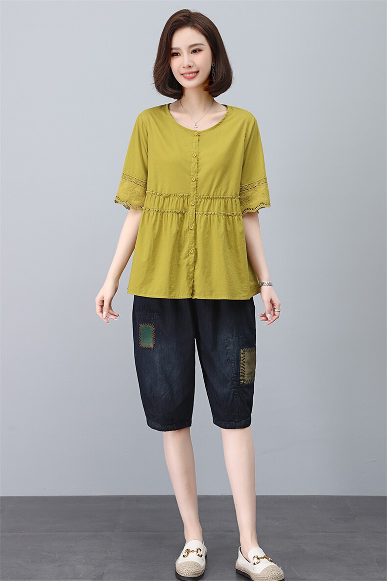 时尚宽松显瘦短袖上衣+牛仔裤套装女夏季新款休闲两件套,女装套装/套裙,叶笙衣