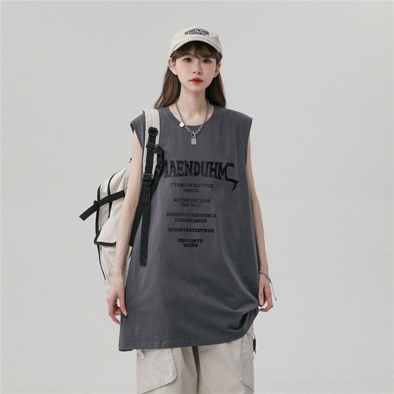 中性风23新款夏季时尚百搭宽松字母印花无袖短袖T恤DT508P30控48,男装T恤,A247A