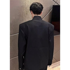 小众解构高级感西装男潮暗黑飞机扣设计痞帅拉链夹克外套图片