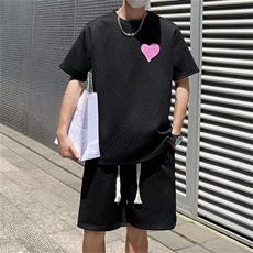 2025夏新款爱心休闲短袖套装TZ62P45，男装T恤，星座1108