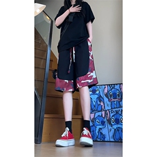YK86052-P25聚酯纤维新款拼接大码五分裤男夏季短裤，男装牛仔裤，电商A086-1