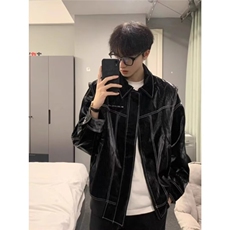 W190-P79美式高级感皮衣外套男士春秋季款潮牌高街痞帅机车，男装皮衣，电商B323A