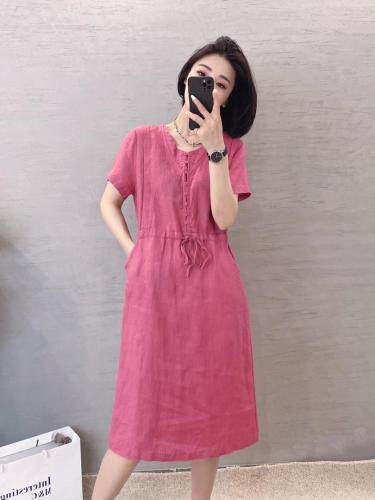 麻料连衣裙，女装连衣裙，依伊贝诺