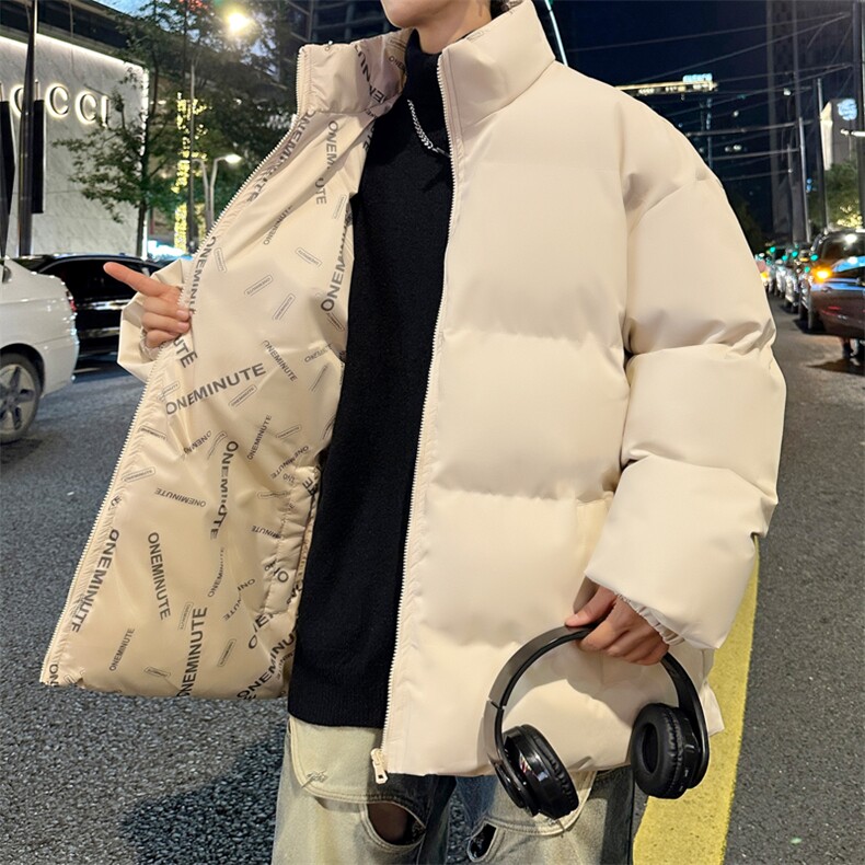 新款男冬季双面穿立领面包服加厚港风棉衣M2218-P70控158,男装棉衣,星座717