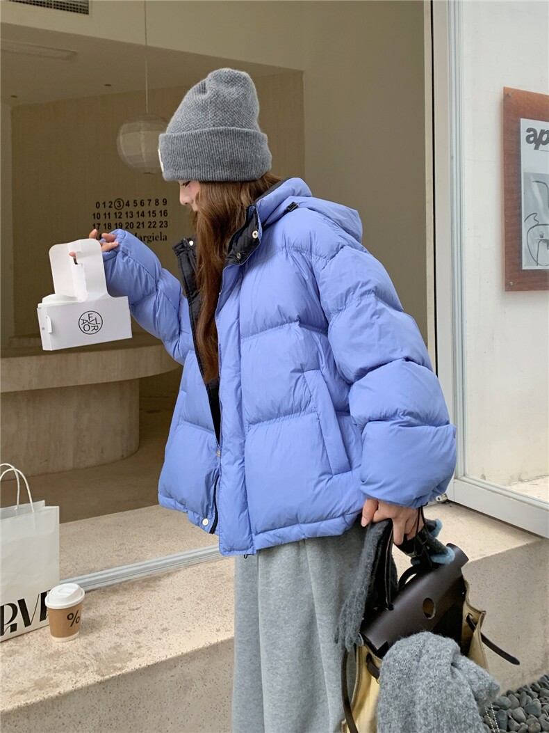 现货新款东大门加厚保暖羽绒服百搭连帽面包服女装外套女装,女装羽绒服,韩然一族