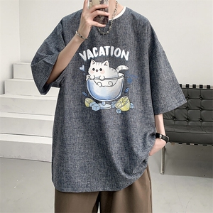风复古亚麻短袖男棉麻t恤男半袖 ZT71408-P35图片