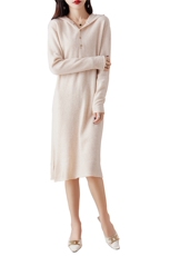 连帽中长款针织衫羊毛连衣裙女秋冬2024年新款，女装连衣裙，哲奥羊绒