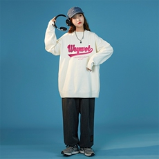 216-2-M32-P45秋冬上新休闲简约字母宽松圆领毛衣针织衫控59，女装针织衫/毛衣，星座716-1