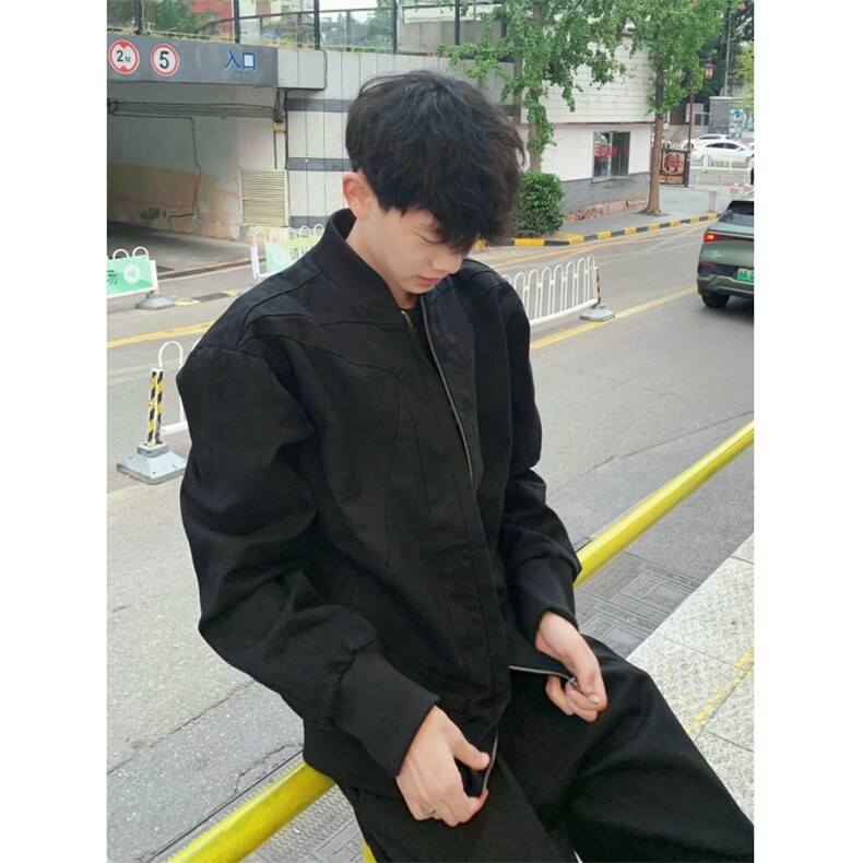美式复古休闲飞行员夹克Vibe倒三角小众解构设计高级感街头风外套,男装夹克,星座506A