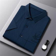 爸爸冰丝短袖衬衫男中年爸爸夏装中老年人夏季宽松休闲衬衣男装,男装衬衫,电商B212（原钱塘6029）
