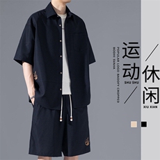 2025夏季新款港风无影墙大码短袖衬衫套装M-5XHQ25426-特P50，男装衬衫，电商A022