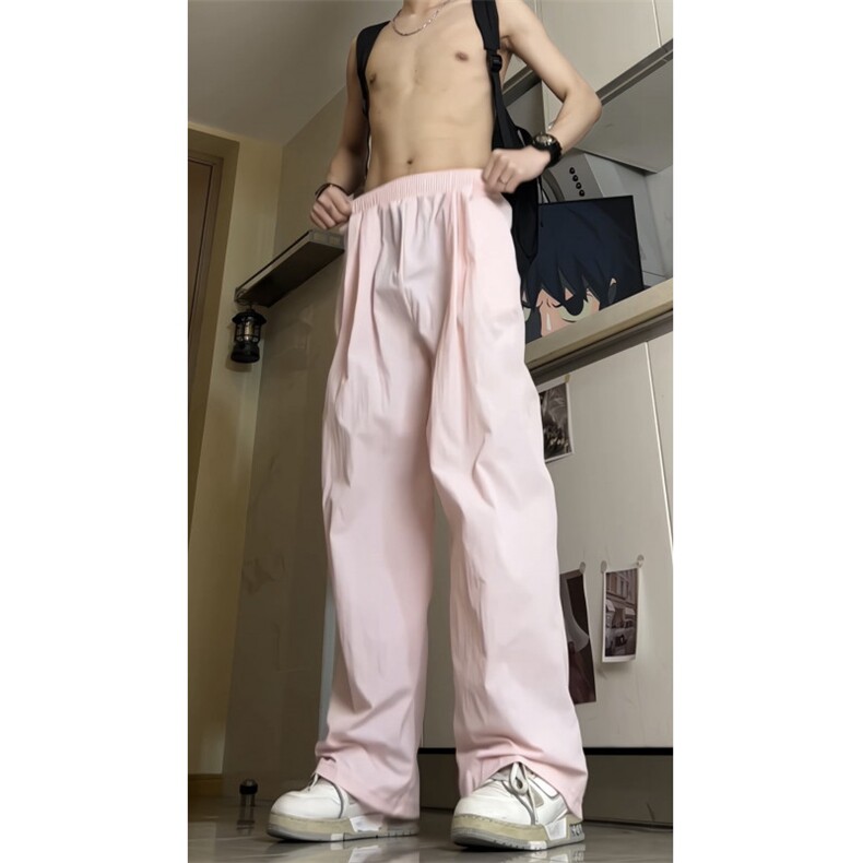 多巴胺阔腿宽松束脚冰丝薄款速干运动休闲美式宽松工装裤GJ370p35,男装工装外套,电商D256-1(原A064-1)
