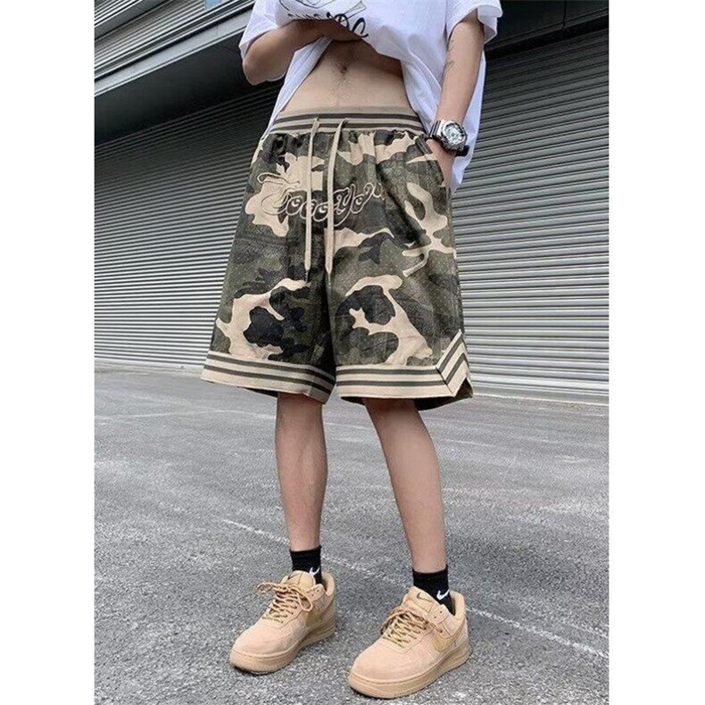 夏季迷彩工装沙滩短裤男女潮牌篮球运动休闲户外五分裤子DA37,男装牛仔裤,星座1116A（原606A-3）