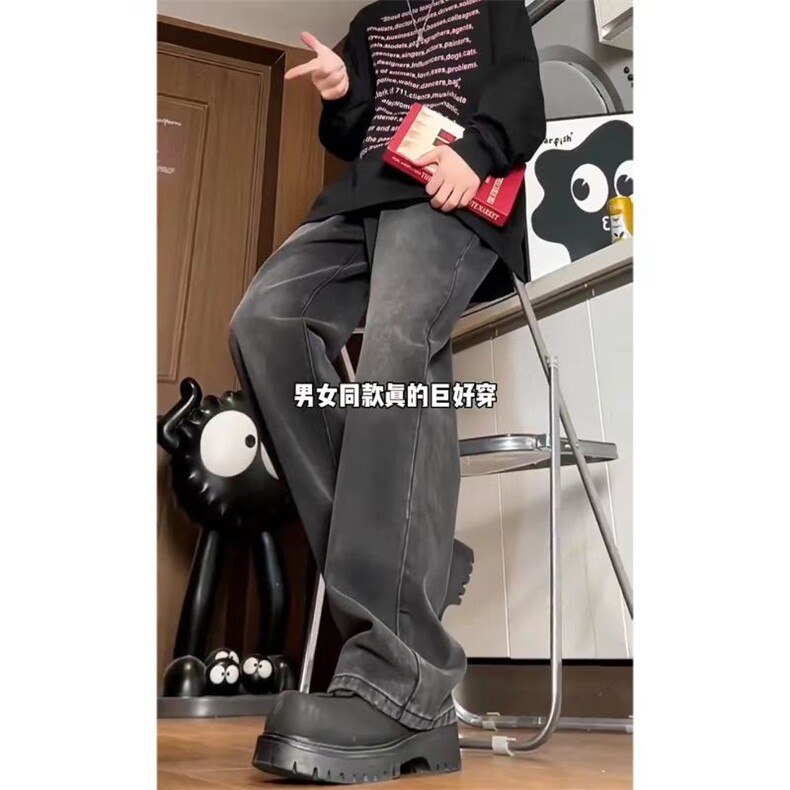 美式高街宽松潮流男款牛仔长裤KZ071P55,男装休闲裤,电商D325