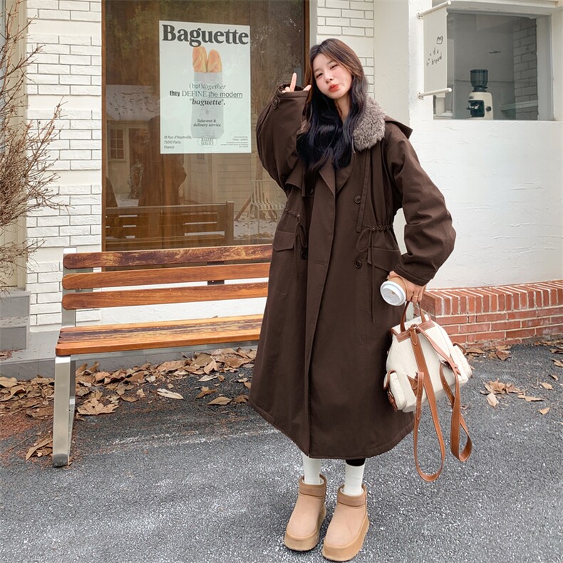 新款2B183-9053P265K398廓形风衣长款派克服帽子可拆卸,女装短外套,2B183