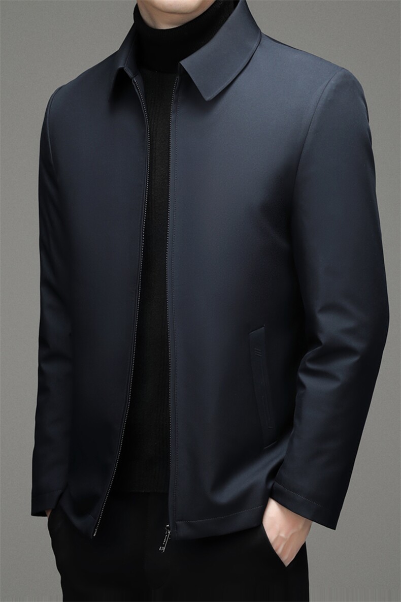翻领纯色冬季羽绒服男装新款中年休闲爸爸冬装上衣加厚保暖外套,男装羽绒服,电商B212（原钱塘6029）
