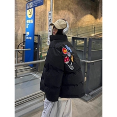 美式高街徽章字母刺绣棒球服冬季夹棉加厚棉衣男女夹克外套，男装夹克，星座218-8