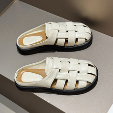 镂空包头拖鞋女士外穿2024夏季新款一脚蹬编织时尚半拖懒人凉拖鞋，女鞋拖鞋，星座1407-3