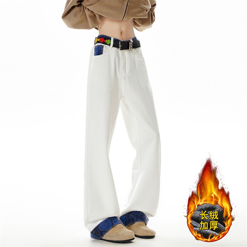 B221美式高街直筒拼接牛仔裤黑色50%棉50%聚酯LK25520-特P55控98，男装牛仔裤，电商B221