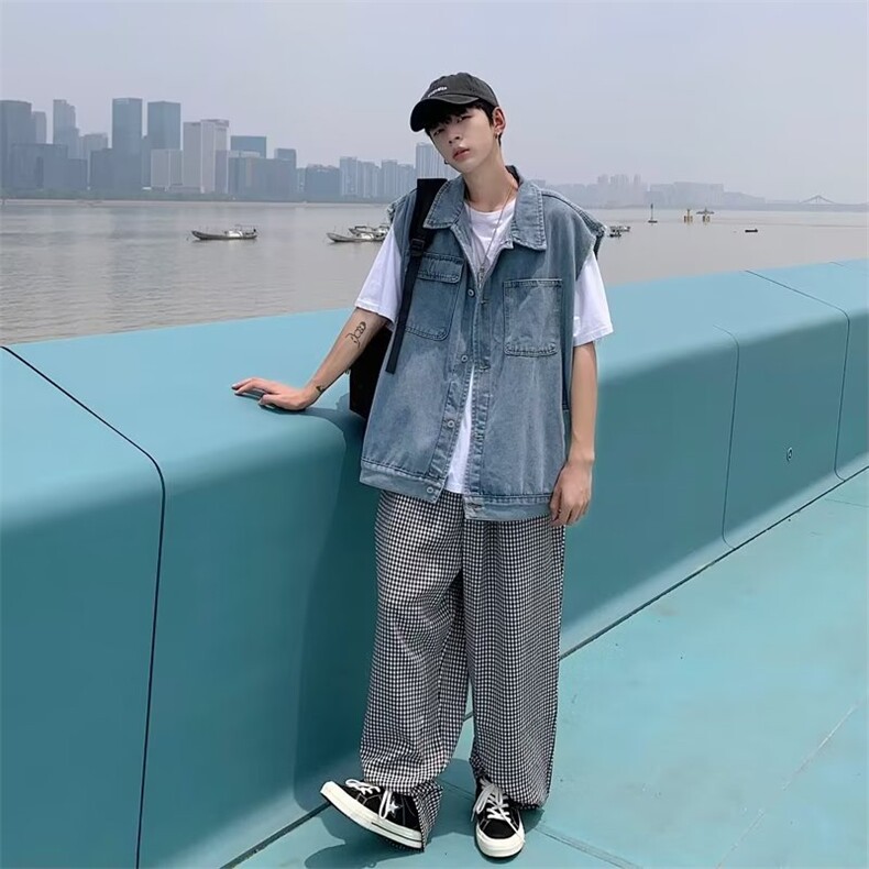 牛仔马甲男士春季潮牌潮流痞帅无袖外套宽松坎肩背心MJ122-P50,男装背心/马甲,星座1103-3