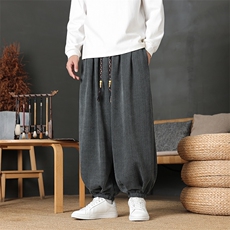 秋冬款风雪尼尔纹理肌灯笼裤脚阔腿裤保暖民族风2516-P75，男装民族服装，电商A057B