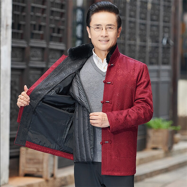 风唐装中老年可脱卸内胆休闲长袖爸爸装白鸭羽绒服TF028-235,男装羽绒服,星座1105-3