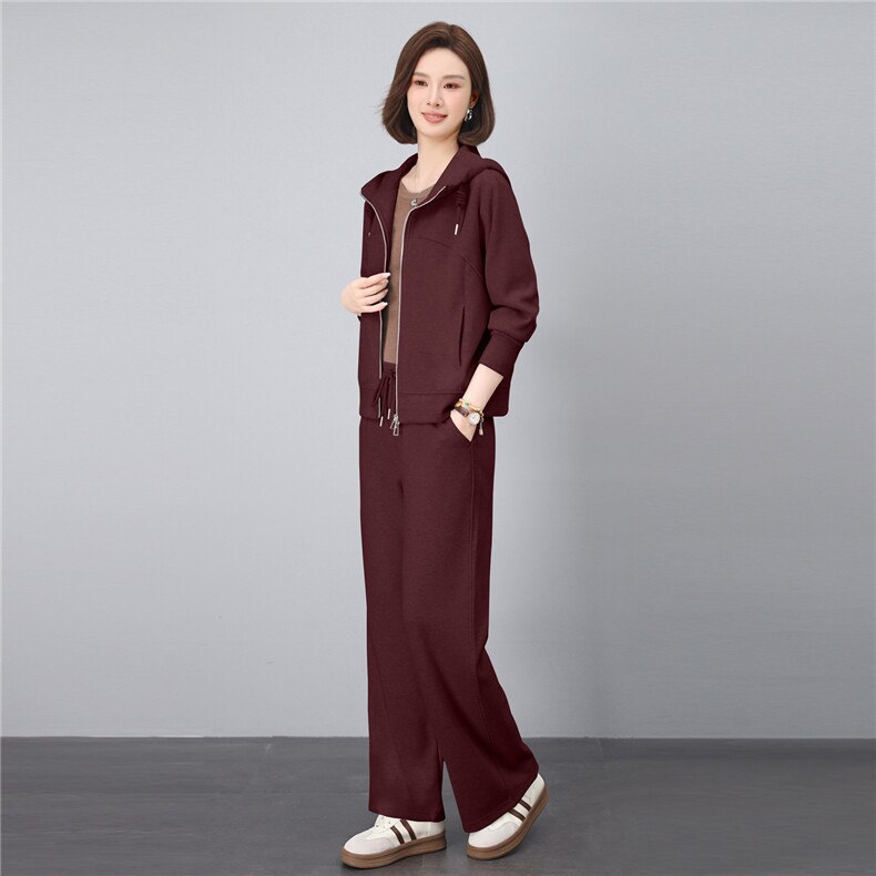 连帽休闲运动套装女2025新款一整套时尚中年妈妈宽松卫衣两件套,女装套装/套裙,涵誉