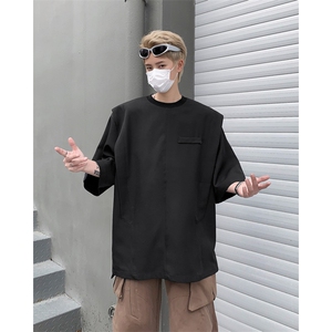 男装短袖t恤24夏抗皱潮牌假两件上衣男生体恤 XZ514-2-202424-P58图片