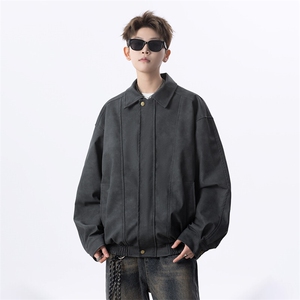 直播 男士皮夹克做旧复古情侣外套上衣 JK307 P80图片
