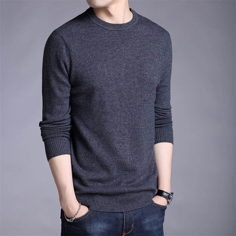 21秋冬新款圆领纯色毛线衣针织羊毛中年男士休闲QLM910-P105图片