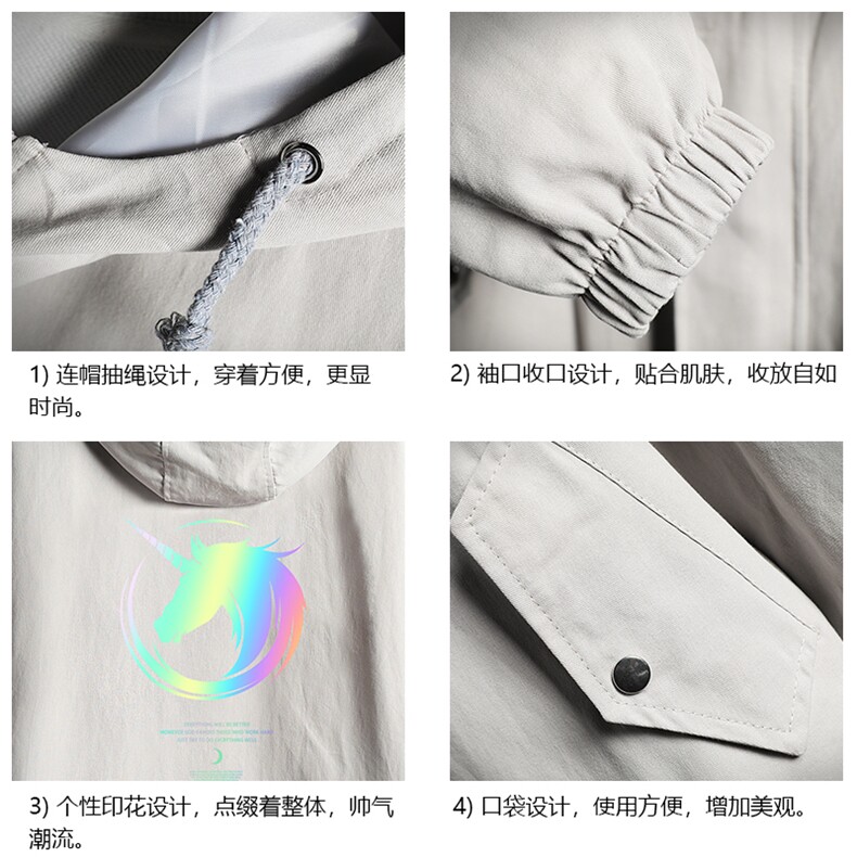 JK41138-P85纯棉连帽夹克男士大码工装夹克男外套男网格挂拍,男装夹克,电商A040A