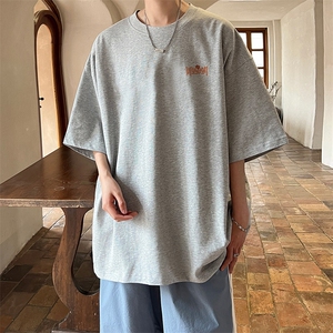 重磅纯棉短袖T恤男夏季潮牌字母印花美式高街宽松情侣款半袖体恤图片
