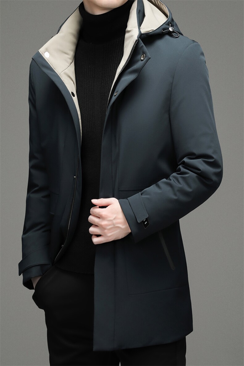 【可拆卸帽】羽绒服男中长款2024冬季新款防寒服男士连帽外套,男装羽绒服,钱塘6003A(原)4033A