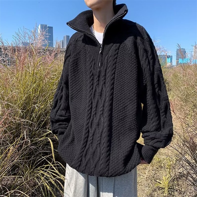 半高领毛衣男秋冬季小众几何麻花纹设计韩版套头百搭上衣M432-P55,男装针织衫/毛衣,星座1008-1