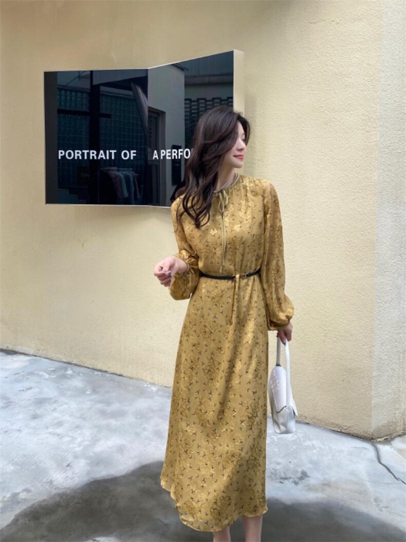 YCJ雪纺植绒花连衣裙，女装连衣裙，YCJ