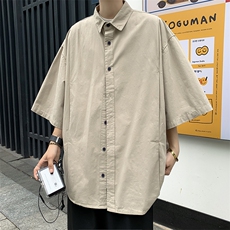 夏季日系工装短袖衬衫男女学生宽松慵懒风百搭半袖衬衣C04518-P35，男装衬衫，星座308B-1