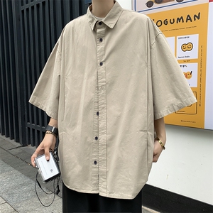 夏季日系工装短袖衬衫男女学生宽松慵懒风百搭半袖衬衣C04518-P35图片