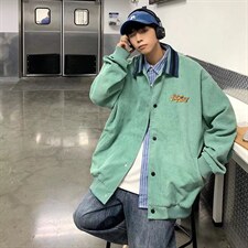春季美式复古棒球服vintage外套oversize男装新款潮牌夹克J083-60，男装夹克，星座1008