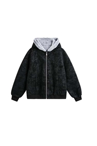 网图 美式扎染连帽座山雕PU皮棉衣男女加厚外套310A-MY009-P80图片