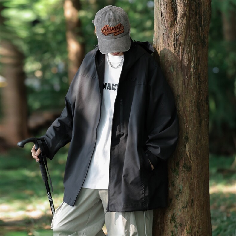 连帽冲锋衣男春季美式高街潮牌机能夹克宽松休闲情侣外套JK38-P63,男装夹克,星座1008